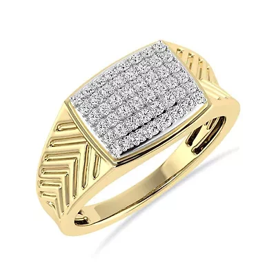 1/2 Ct.tw Natural Diamond Mens Wedding Band Ring in 10K Yellow Gold