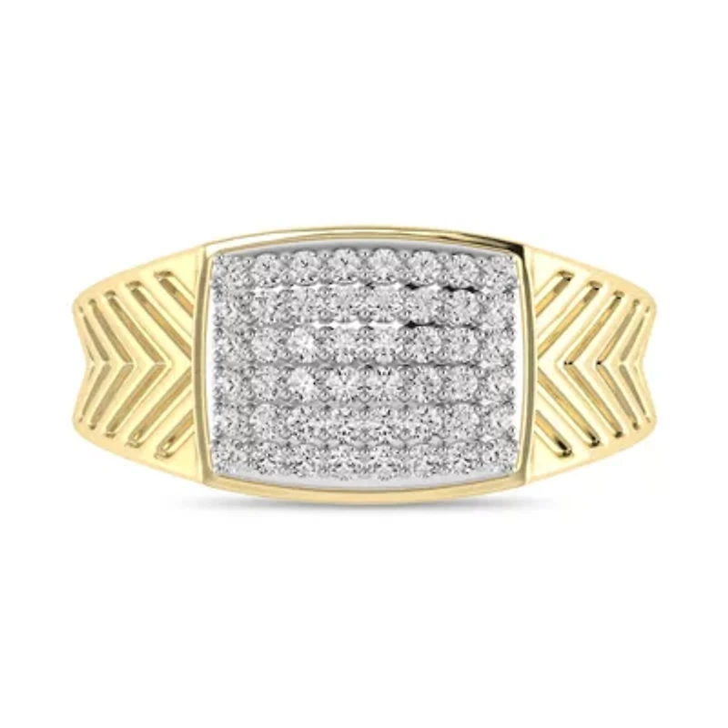 1/2 Ct.tw Natural Diamond Mens Wedding Band Ring in 10K Yellow Gold