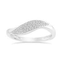 0.15 Ct.tw Natural Diamond Womens Wave Style Fashion Ring in 10K White Gold