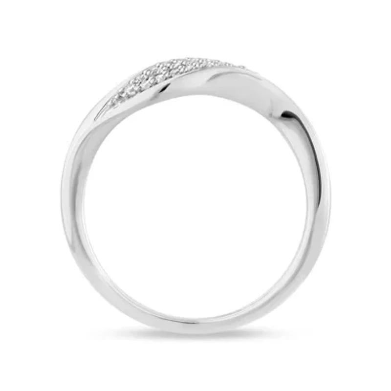 0.15 Ct.tw Natural Diamond Womens Wave Style Fashion Ring in 10K White Gold