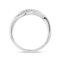 0.15 Ct.tw Natural Diamond Womens Wave Style Fashion Ring in 10K White Gold