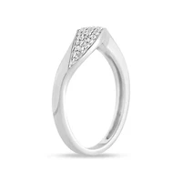 0.15 Ct.tw Natural Diamond Womens Wave Style Fashion Ring in 10K White Gold