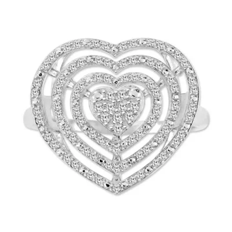 1/3 ct. tw. Natural Diamond Heart Shape Ring in 925 Sterling Silver