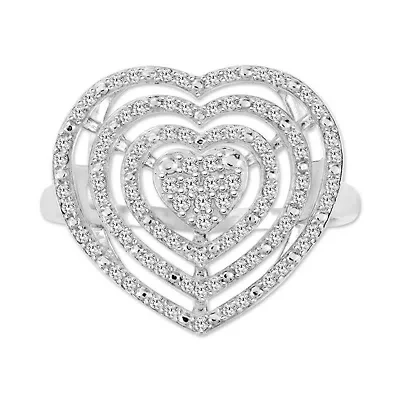 1/3 ct. tw. Natural Diamond Heart Shape Ring in 925 Sterling Silver