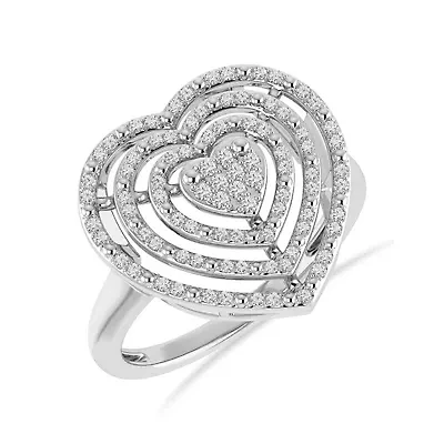 1/3 ct. tw. Natural Diamond Heart Shape Ring in 925 Sterling Silver