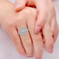 1/3 ct. tw. Natural Diamond Heart Shape Ring in 925 Sterling Silver