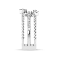 Three Row Diamond Band 1/4 Cttw Natural Diamond Band 925 Sterling Silver in size -7