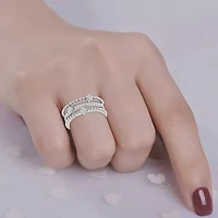 Three Row Diamond Band 1/4 Cttw Natural Diamond Band 925 Sterling Silver in size -7