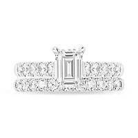 Lab Created 2.00 Cttw Emerald Cut Lab-Grown Diamond Bridal Ring Set for Women in 14K White Gold, Size 7
