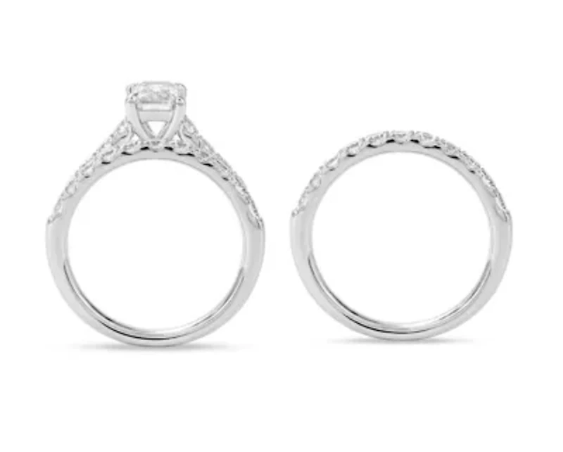 Lab Created 2.00 Cttw Emerald Cut Lab-Grown Diamond Bridal Ring Set for Women in 14K White Gold, Size 7
