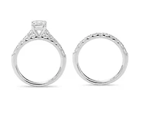 Lab Created 2.00 Cttw Emerald Cut Lab-Grown Diamond Bridal Ring Set for Women in 14K White Gold, Size 7