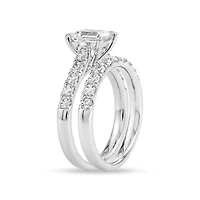 Lab Created 2.00 Cttw Emerald Cut Lab-Grown Diamond Bridal Ring Set for Women in 14K White Gold, Size 7