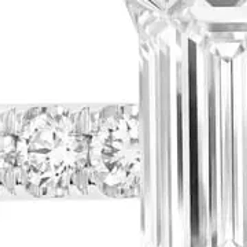 Lab Created 1.35 Cttw Emerald Cut Lab-Grown Diamond Wedding Ring in 14K White Gold, Size 7