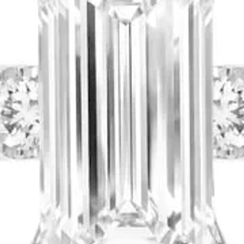 Lab Created 1.35 Cttw Emerald Cut Lab-Grown Diamond Wedding Ring in 14K White Gold, Size 7