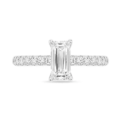 Lab Created 1.35 Cttw Emerald Cut Lab-Grown Diamond Wedding Ring in 14K White Gold, Size 7