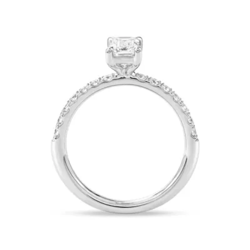 Lab Created 1.35 Cttw Emerald Cut Lab-Grown Diamond Wedding Ring in 14K White Gold, Size 7