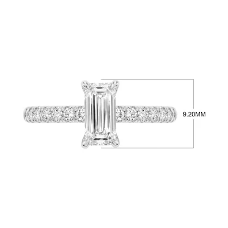 Lab Created 1.35 Cttw Emerald Cut Lab-Grown Diamond Wedding Ring in 14K White Gold, Size 7
