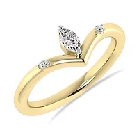 0.12 Ct.tw Natural Diamond Marquise Wedding Ring for Womens in 10K Yellow Gold