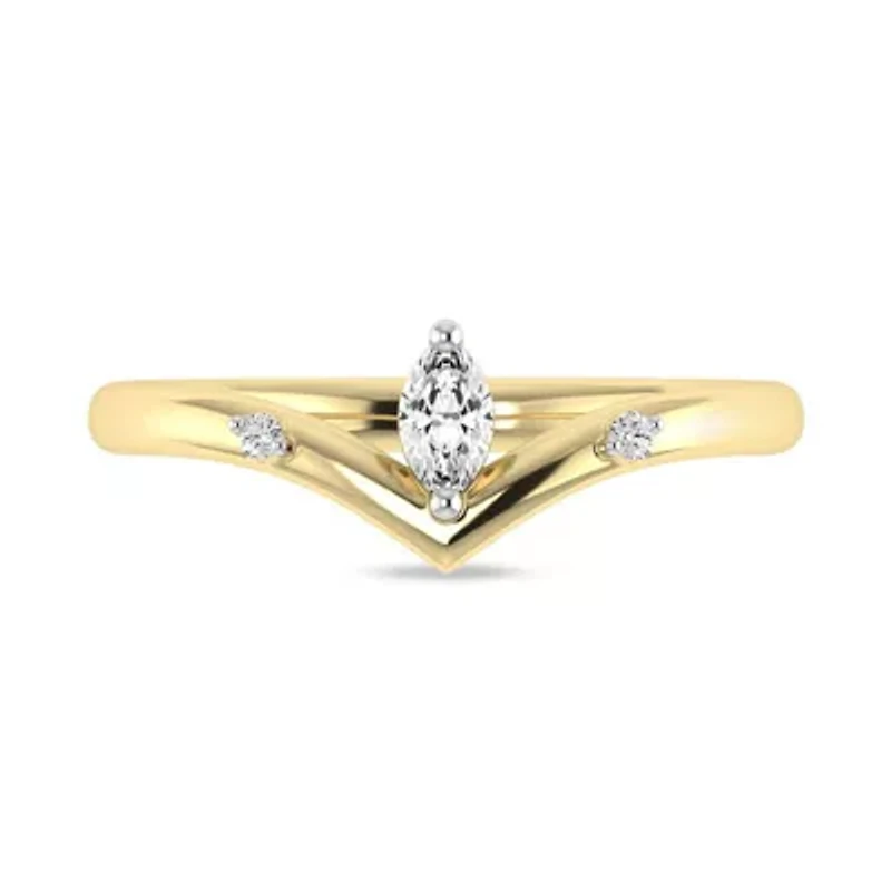 0.12 Ct.tw Natural Diamond Marquise Wedding Ring for Womens in 10K Yellow Gold
