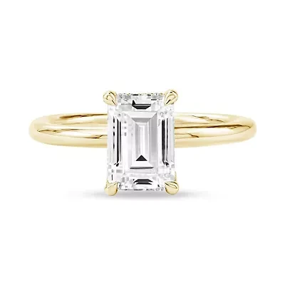 Lab Created 2.08 Cttw Emerald Cut Lab-Grown Diamond Engagement Ring for Women in 14K Yellow Gold, Size 6.5