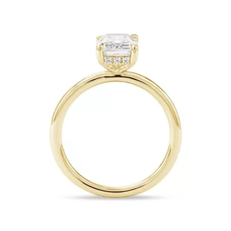 Lab Created 2.08 Cttw Emerald Cut Lab-Grown Diamond Engagement Ring for Women in 14K Yellow Gold, Size 6.5