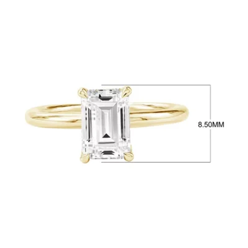 Lab Created 2.08 Cttw Emerald Cut Lab-Grown Diamond Engagement Ring for Women in 14K Yellow Gold, Size 6.5