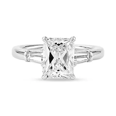 Lab Created 2.60 Cttw Radiant & Baguette Cut Lab-Grown Diamond Wedding Ring in 14K White Gold, Size 6.5