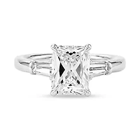 Lab Created 2.60 Cttw Radiant & Baguette Cut Lab-Grown Diamond Wedding Ring in 14K White Gold, Size 6.5