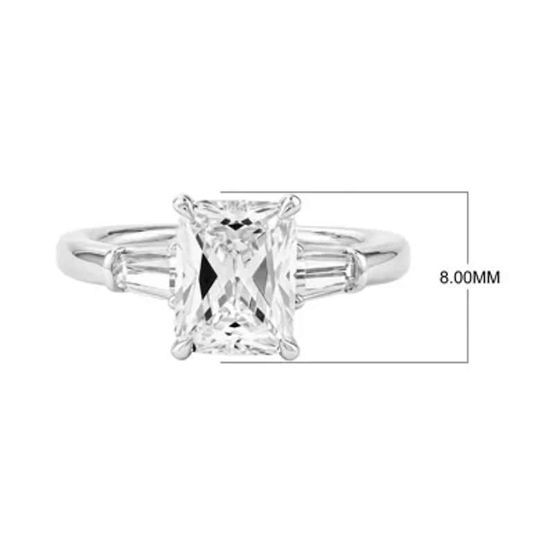 Lab Created 2.60 Cttw Radiant & Baguette Cut Lab-Grown Diamond Wedding Ring in 14K White Gold, Size 6.5