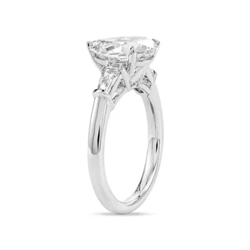 Lab Created 2.60 Cttw Pear & Baguette Cut Lab-Grown Diamond Women's Engagement Ring in 14K White Gold, Size 6.5