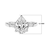Lab Created 2.60 Cttw Pear & Baguette Cut Lab-Grown Diamond Women's Engagement Ring in 14K White Gold, Size 6.5