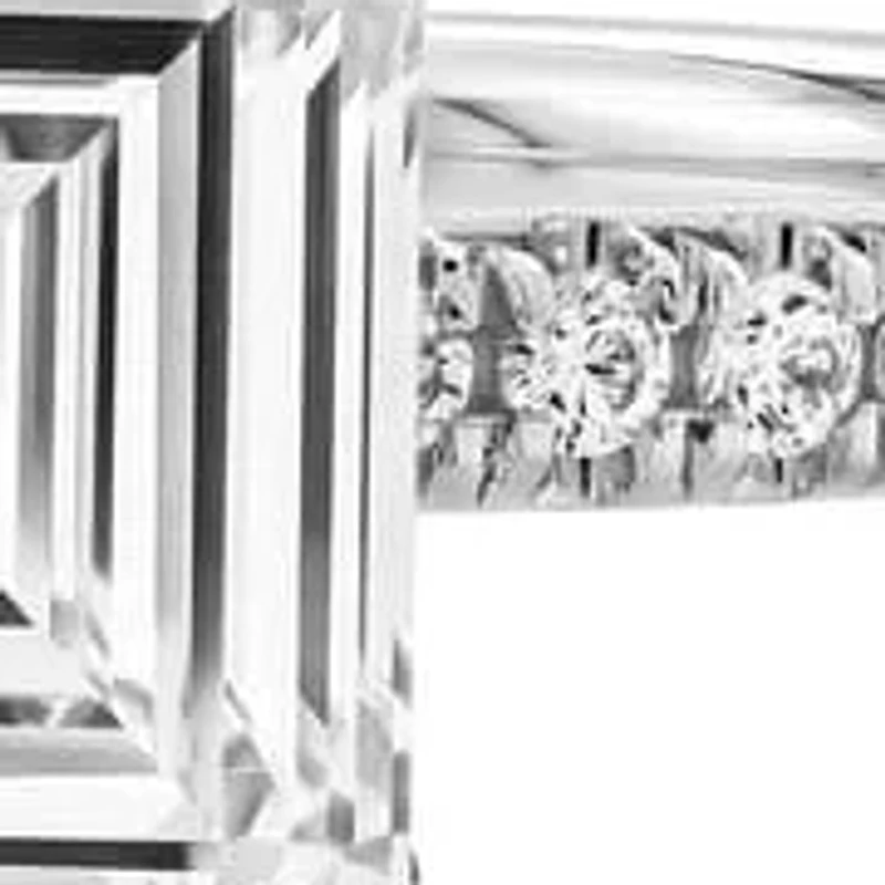 Lab Created 1.74 Cttw Emerald Cut Lab-Grown Diamond Wedding Ring in 14K White Gold, Size 7