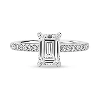 Lab Created 1.74 Cttw Emerald Cut Lab-Grown Diamond Wedding Ring in 14K White Gold, Size 7