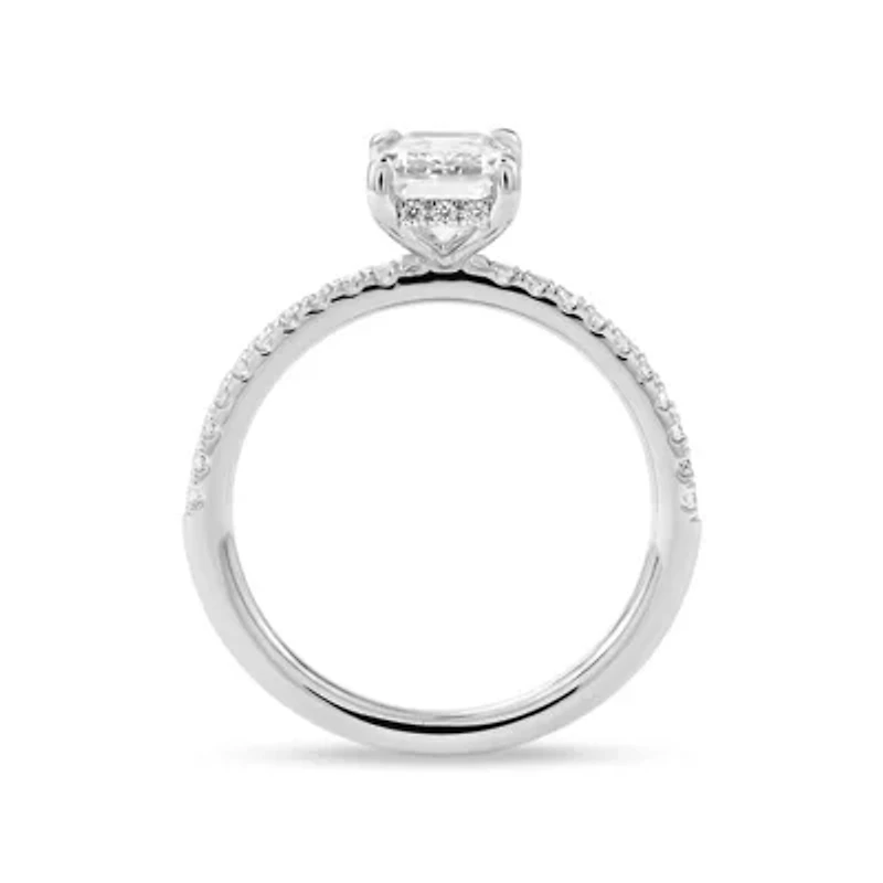 Lab Created 1.74 Cttw Emerald Cut Lab-Grown Diamond Wedding Ring in 14K White Gold, Size 7