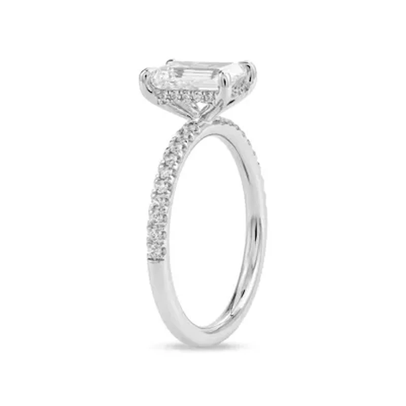 Lab Created 1.74 Cttw Emerald Cut Lab-Grown Diamond Wedding Ring in 14K White Gold, Size 7