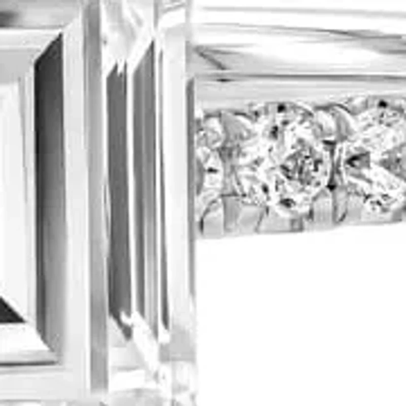 Lab Created 2.32 Cttw Emerald Cut Lab-Grown Diamond Women's Wedding Ring in 14K White Gold, Size 6.5