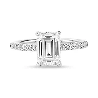Lab Created 2.32 Cttw Emerald Cut Lab-Grown Diamond Women's Wedding Ring in 14K White Gold, Size 6.5