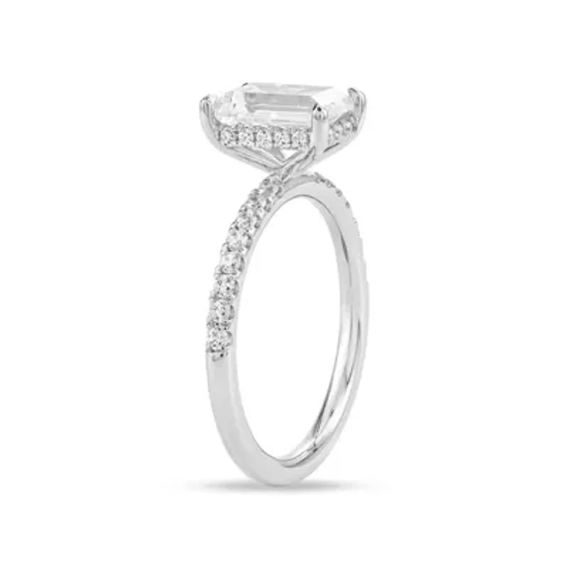 Lab Created 2.32 Cttw Emerald Cut Lab-Grown Diamond Women's Wedding Ring in 14K White Gold, Size 6.5