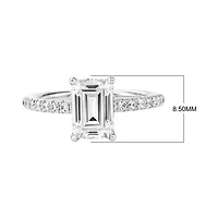 Lab Created 2.32 Cttw Emerald Cut Lab-Grown Diamond Women's Wedding Ring in 14K White Gold, Size 6.5