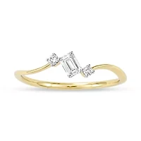 Lab Created 1/4 Cttw Emerald & Round Cut Lab-Grown Diamond Women's Ring in 10K Yellow Gold, Size 7