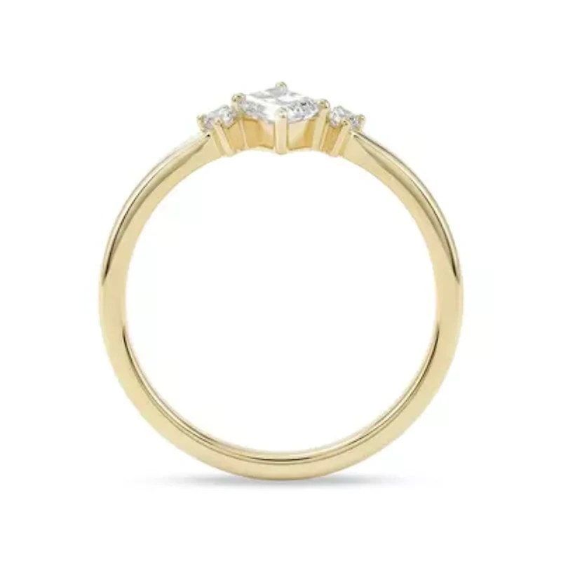 Lab Created 1/4 Cttw Emerald & Round Cut Lab-Grown Diamond Women's Ring in 10K Yellow Gold, Size 7