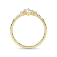 Lab Created 1/4 Cttw Emerald & Round Cut Lab-Grown Diamond Women's Ring in 10K Yellow Gold, Size 7