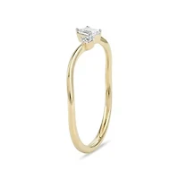 Lab Created 1/4 Cttw Emerald & Round Cut Lab-Grown Diamond Women's Ring in 10K Yellow Gold, Size 7