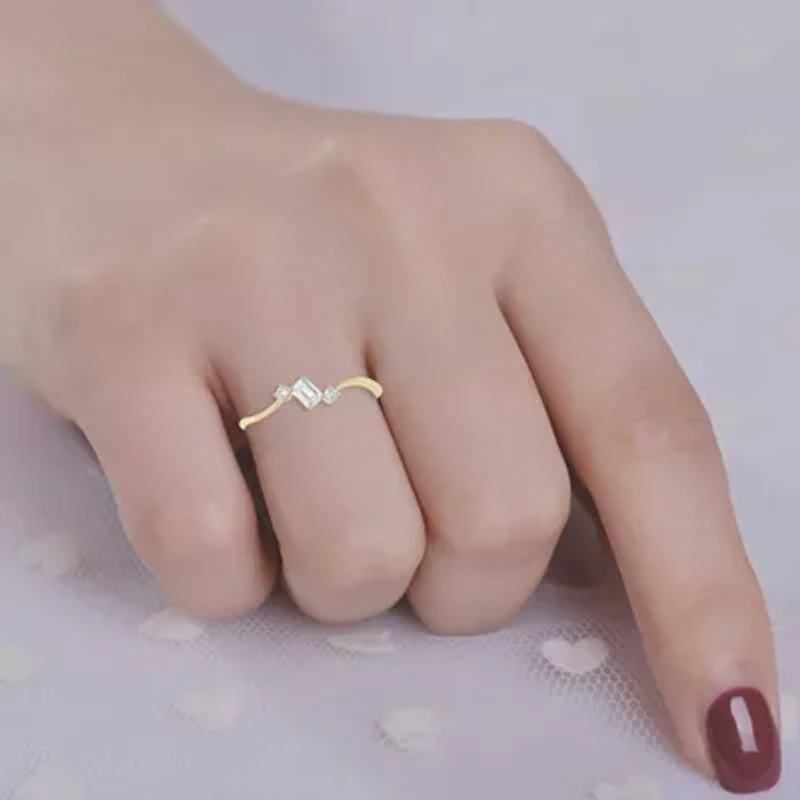 Lab Created 1/4 Cttw Emerald & Round Cut Lab-Grown Diamond Women's Ring in 10K Yellow Gold, Size 7