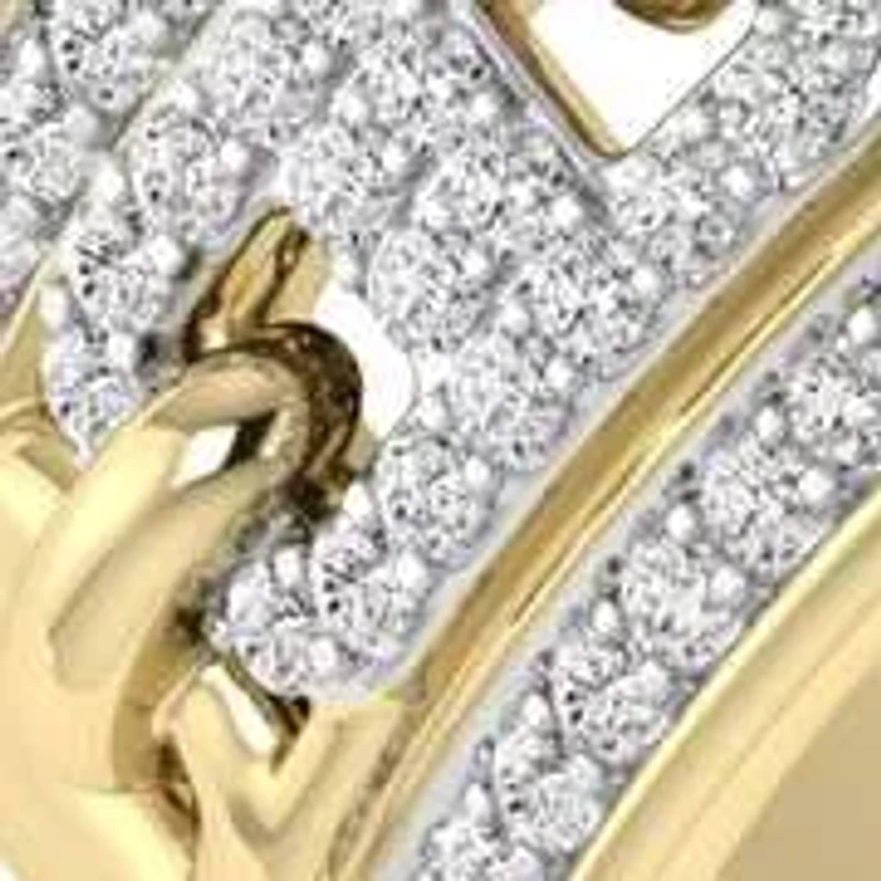 1/3 Cttw Natural Diamond Marine Link Chain Style Band in Size -7 925 Silver Yellow Plated
