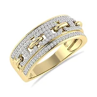 1/3 Cttw Natural Diamond Marine Link Chain Style Band in Size -7 925 Silver Yellow Plated