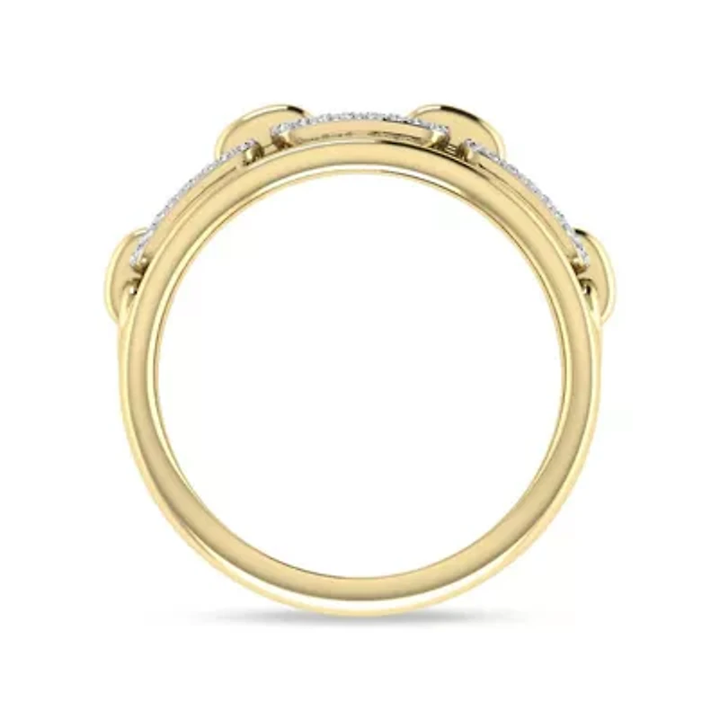 1/3 Cttw Natural Diamond Marine Link Chain Style Band in Size -7 925 Silver Yellow Plated