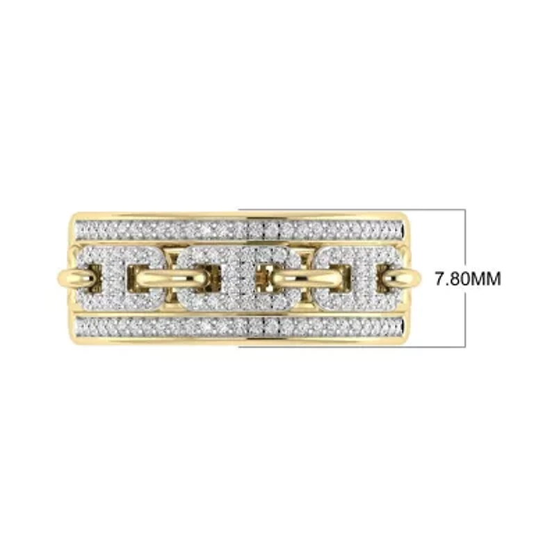 1/3 Cttw Natural Diamond Marine Link Chain Style Band in Size -7 925 Silver Yellow Plated