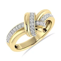 0.15 Ct.tw Natural Diamond Love Knot Ring for Womens in 925 Silver Yellow Plated Size US - 7