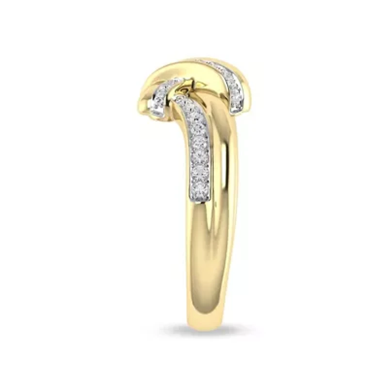 0.15 Ct.tw Natural Diamond Love Knot Ring for Womens in 925 Silver Yellow Plated Size US - 7